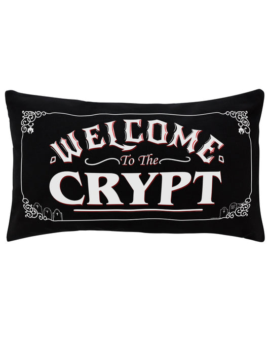 Welcome To The Crypt Black Rectangular Cushion