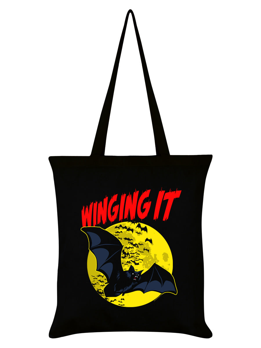 Winging It Horror Bat Black Tote Bag
