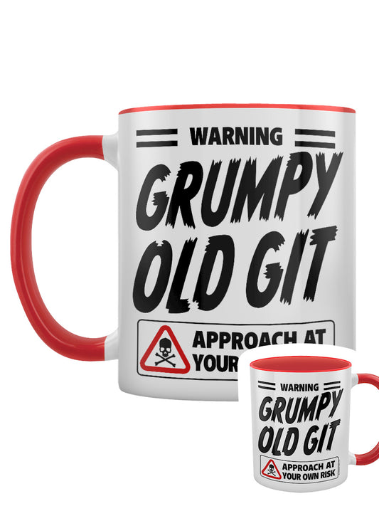 Warning Grumpy Old Git Red Inner 2-Tone Mug