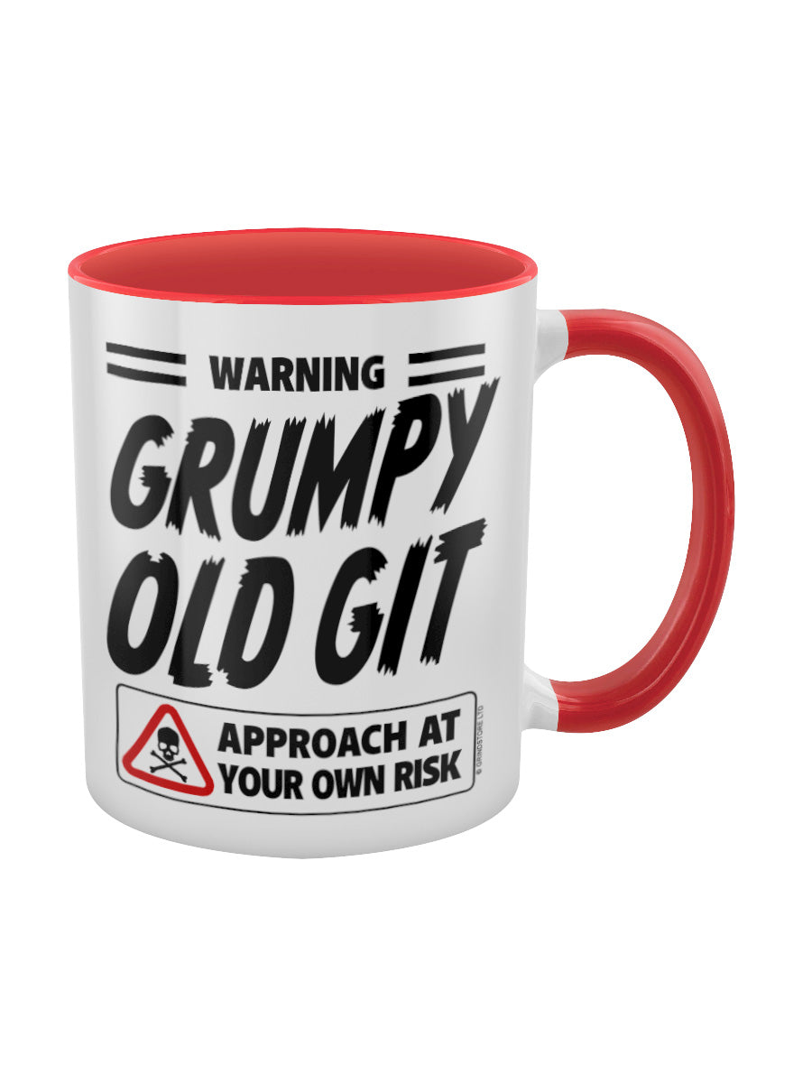 Warning Grumpy Old Git Red Inner 2-Tone Mug