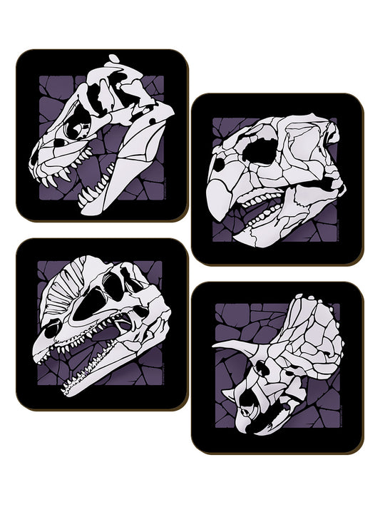 Dinosaur Skulls 4 Piece Coaster Set
