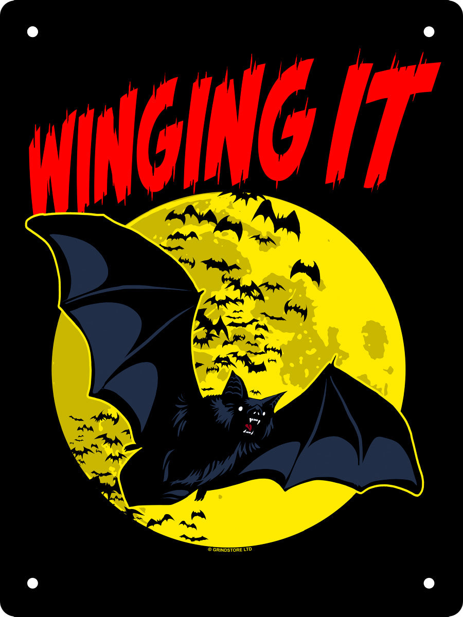 Winging It Horror Bat Mini Tin Sign