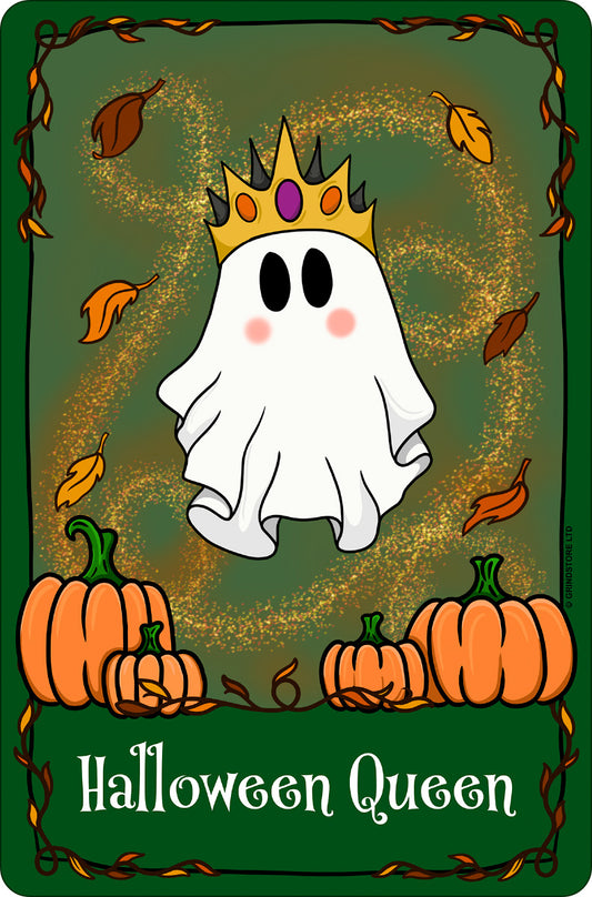 Galaxy Ghouls Halloween Queen Ghost Tarot Greet Tin Card