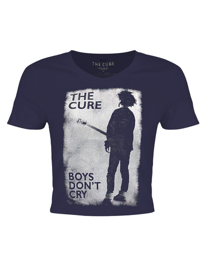 The Cure Boys Don't Cry Ladies Navy Crop Top