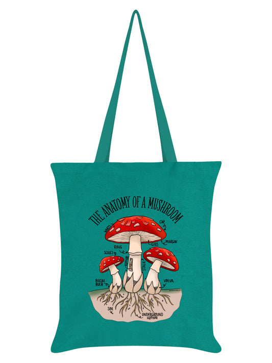 The Anatomy of a Mushroom Emerald Green Tote Bag