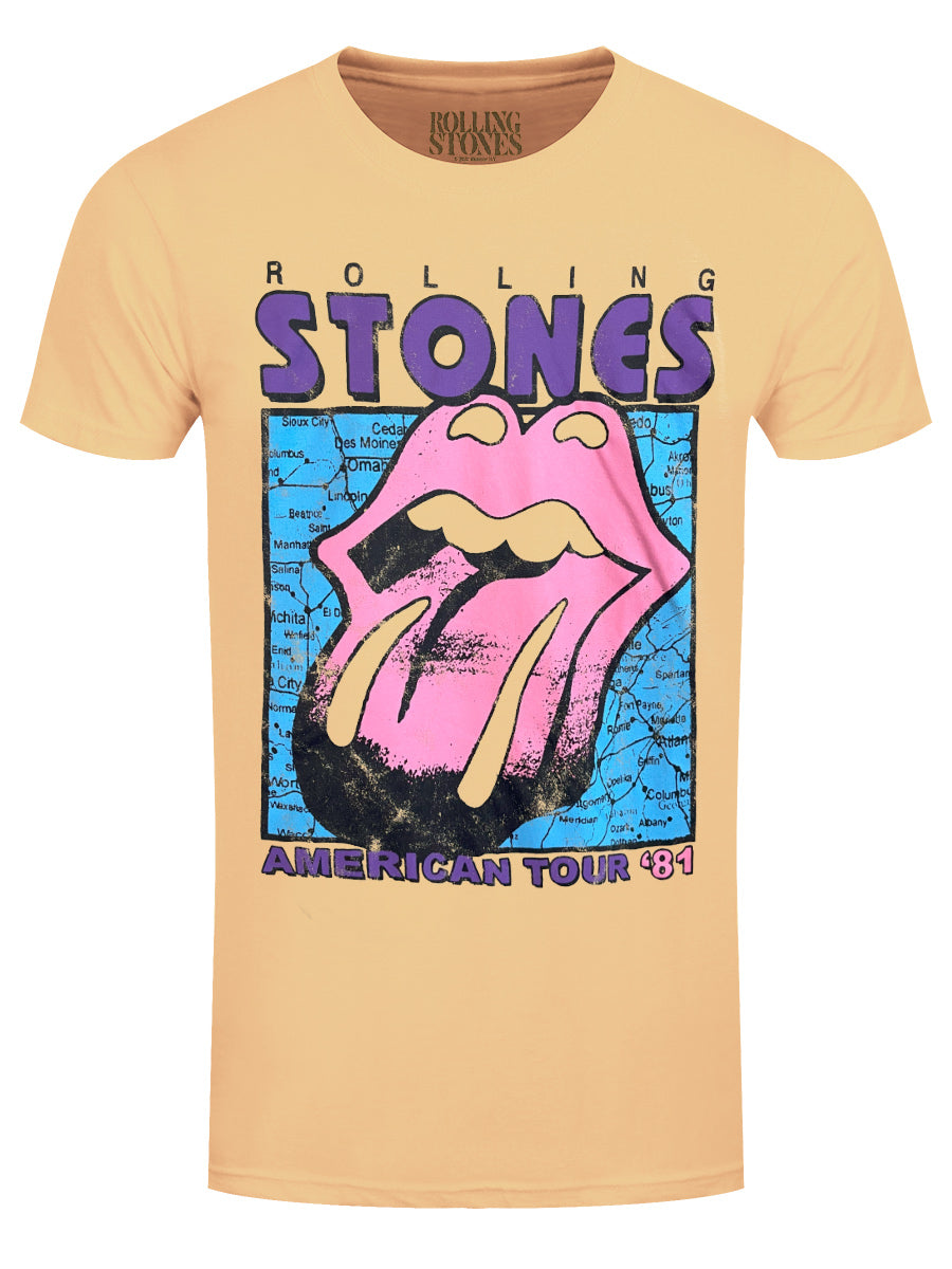 Rolling Stones American Tour Map Men's Cream T-Shirt