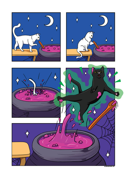 Black Magic Cat Comic Mini Poster
