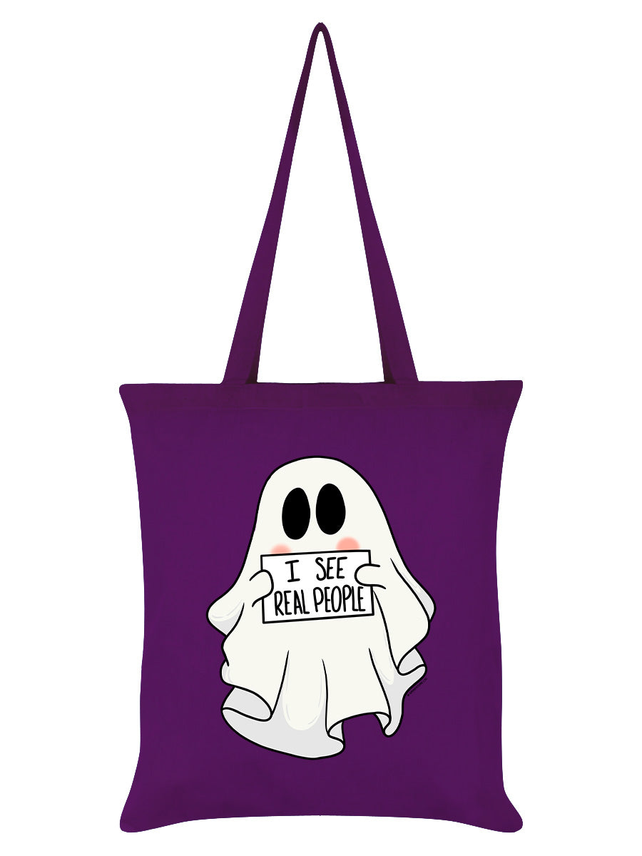 Galaxy Ghouls I See Real People Ghost Magenta Tote Bag