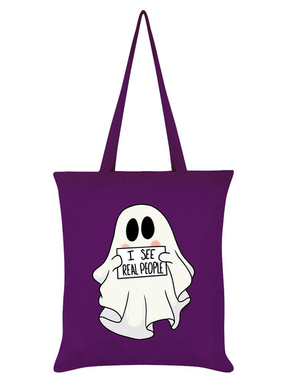 Galaxy Ghouls I See Real People Ghost Magenta Tote Bag