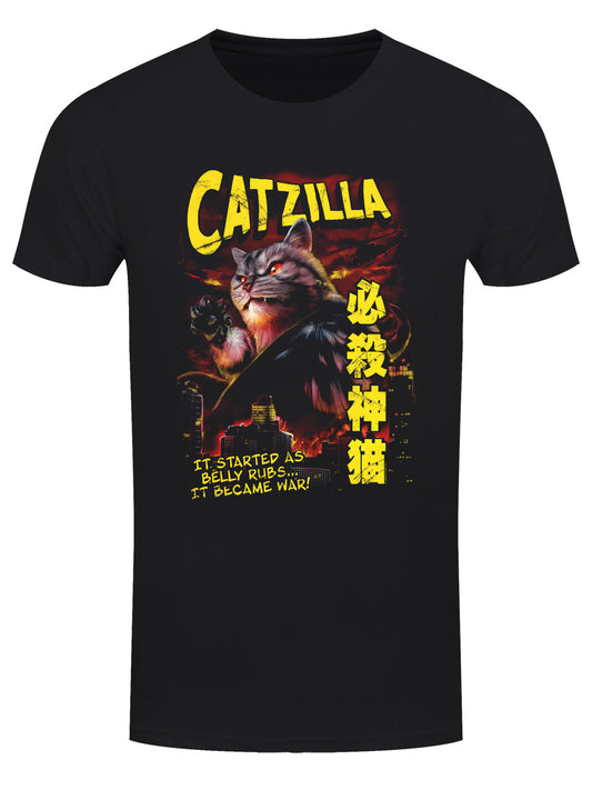 Horror Cats Catzilla Men's Black T-Shirt