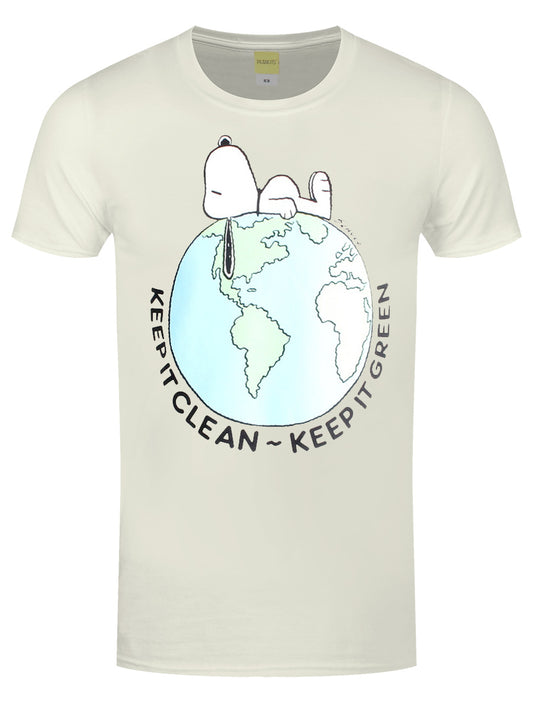 Snoopy Keep It Green Men's Cream T-Shirt