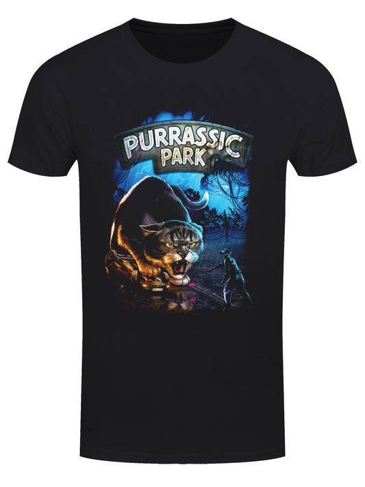 Horror Cats Purrassic Park Men's Black T-Shirt