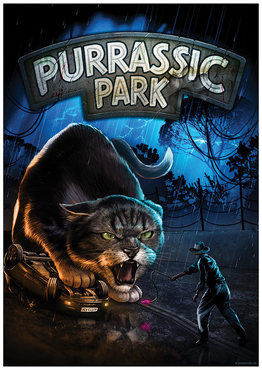 Horror Cats Purrassic Park Mini Poster