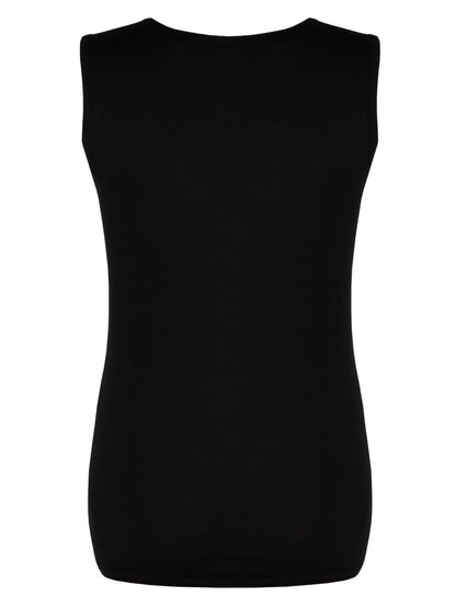 Spiral Deadly Nightshade Gathered Shoulder Slant Black Vest