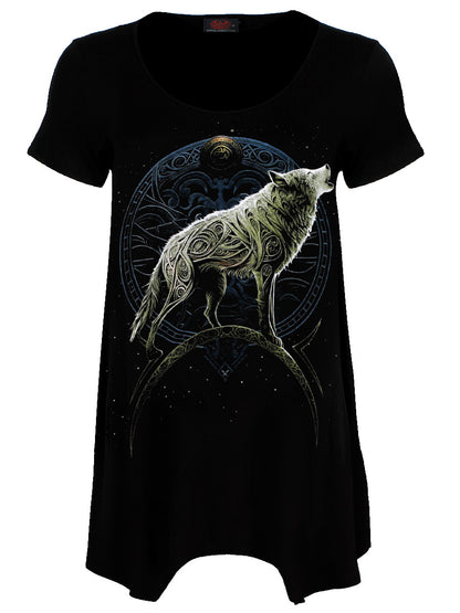 Spiral Celtic Wolf Smock Tunic Casual Top