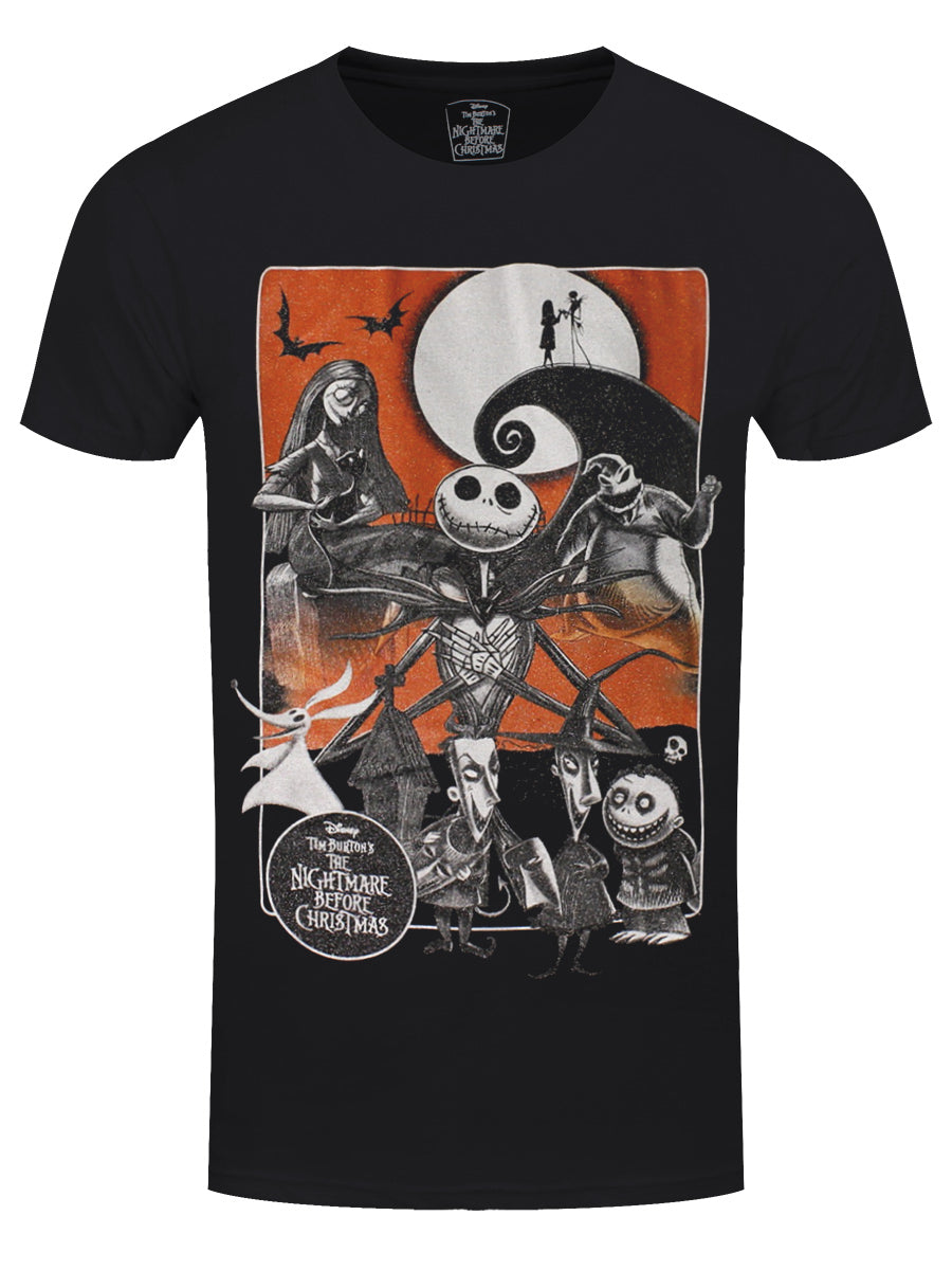 The Nightmare Before Christmas Orange Moon Men's Black T-Shirt