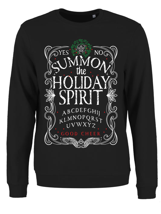 Summon The Holiday Spirit Ladies Black Christmas Jumper