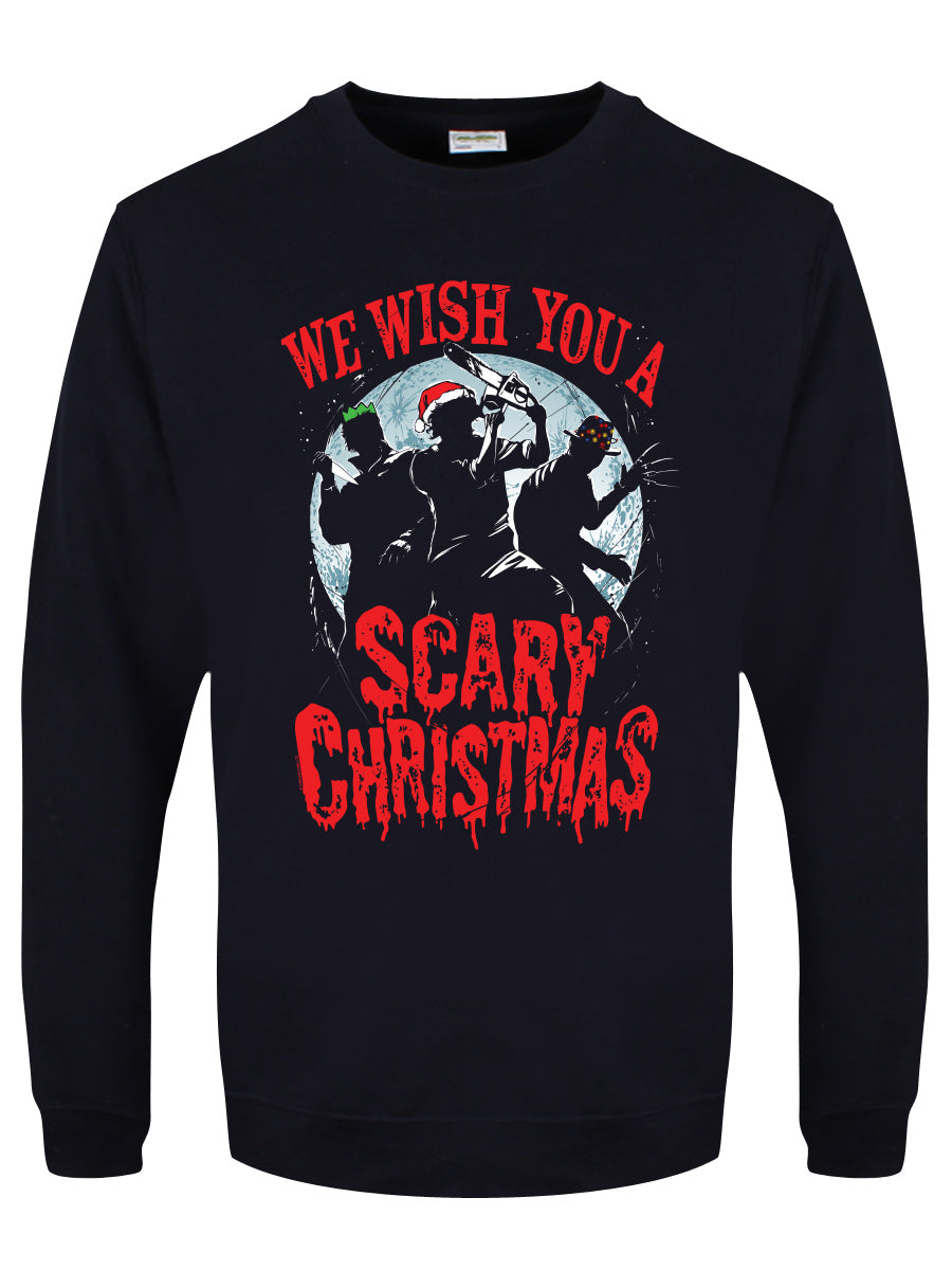 We Wish You A Scary Christmas Navy Blue Christmas Jumper