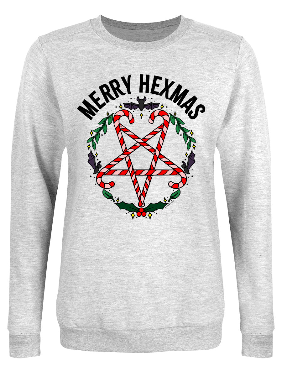 Merry Hexmas Ladies Grey Christmas Jumper