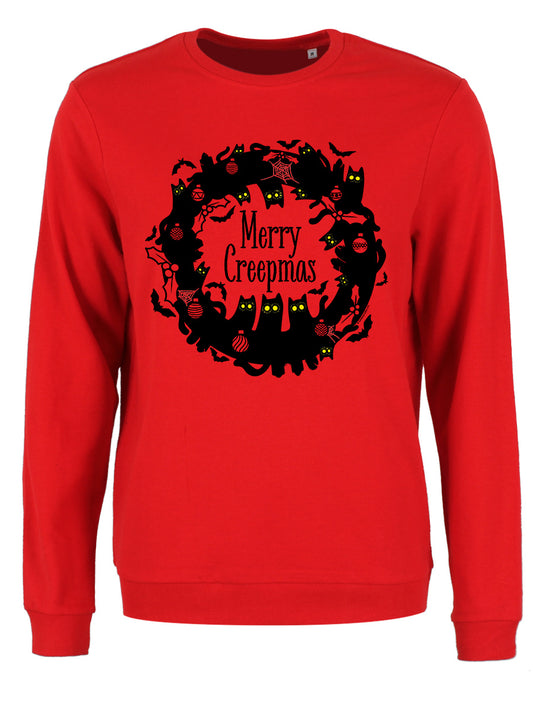 Merry Creepmas Ladies Red Christmas Jumper