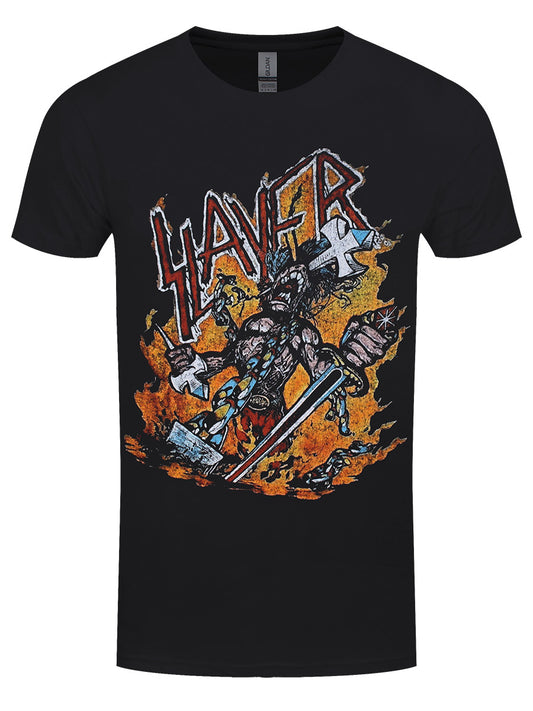 Slayer Cartoon Flames Men's Black T-Shirt