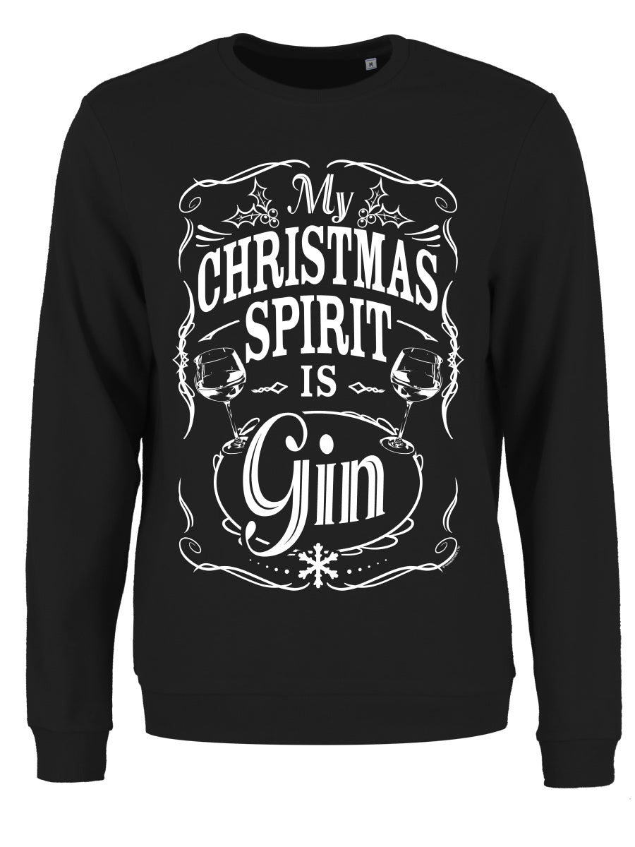 My Christmas Spirit Is Gin Ladies Black Christmas Jumper