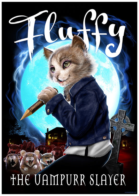 Horror Cats Fluffy The Vampurr Slayer Mini Poster