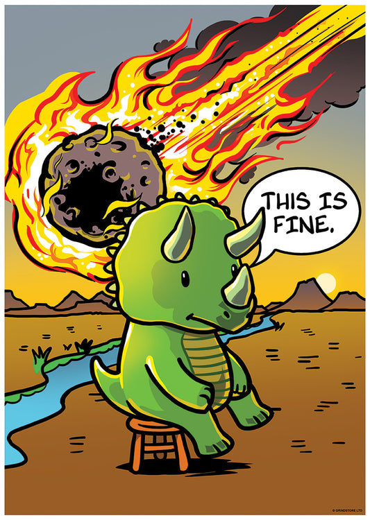 This Is Fine Dinosaur Mini Poster