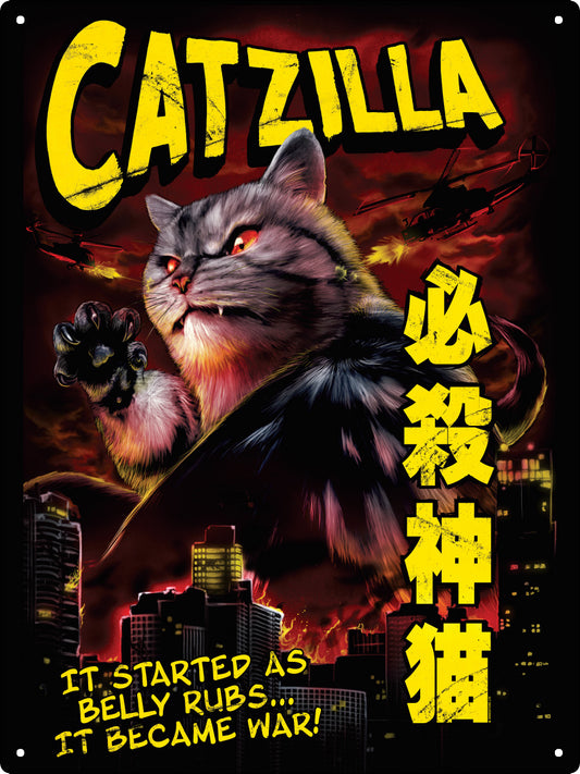Horror Cats Catzilla Large Tin Sign