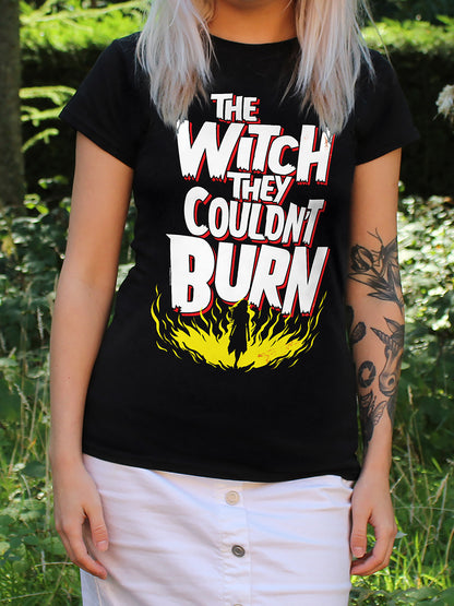 The Witch They Couldn't Burn Ladies Black T-Shirt
