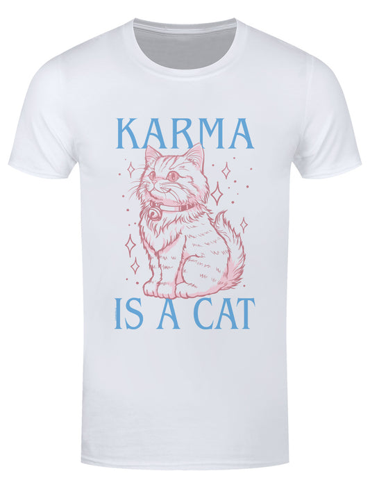 Karma Is A Cat White Men's T-Shirt
