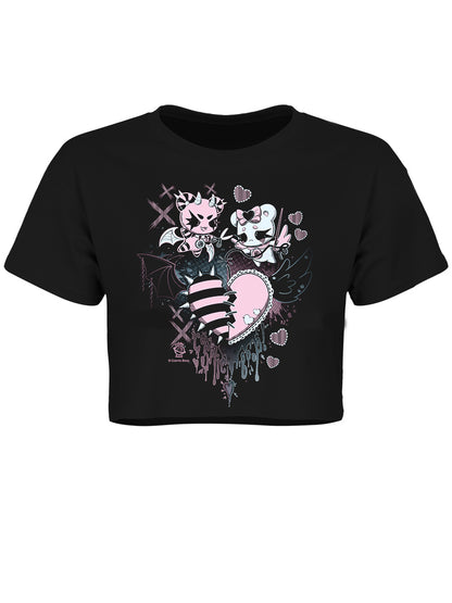 Cosmic Boop Two Aesthetics Black Crop Top