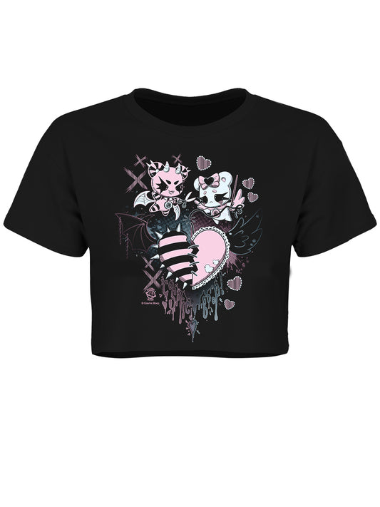 Cosmic Boop Two Aesthetics Black Crop Top