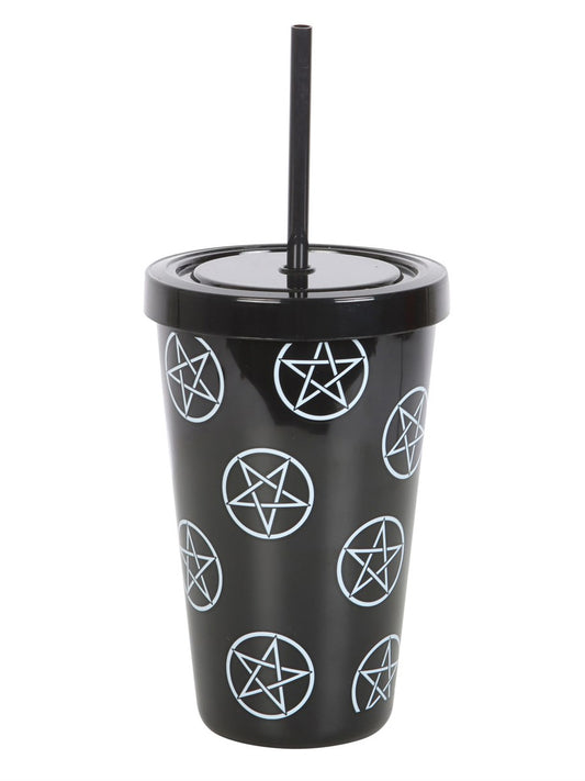 Pentagram Plastic Tumbler with Straw