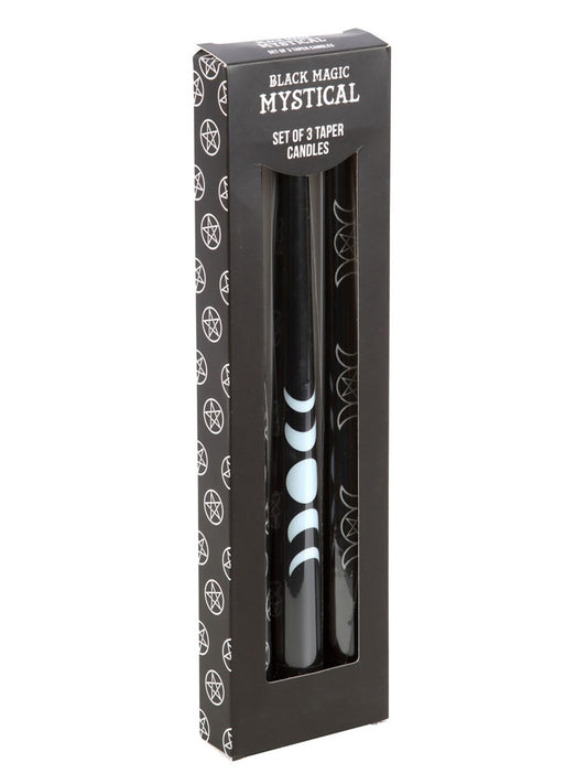 Set of 3 Black Magic Mystical Taper Candles