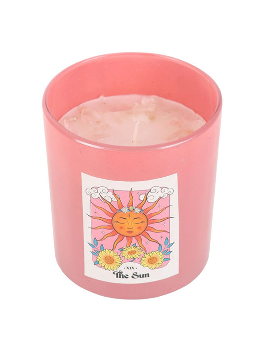 The Sun Rose Quartz Crystal Chip Candle