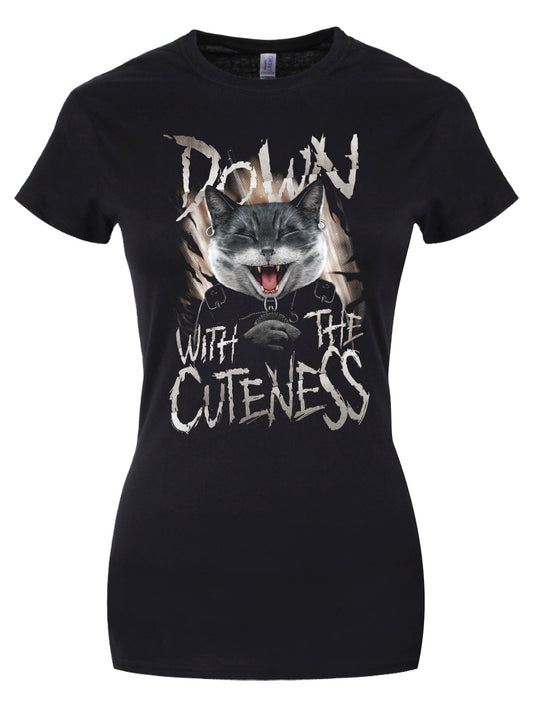 Playlist Pets Down With The Cuteness Ladies Black T-Shirt