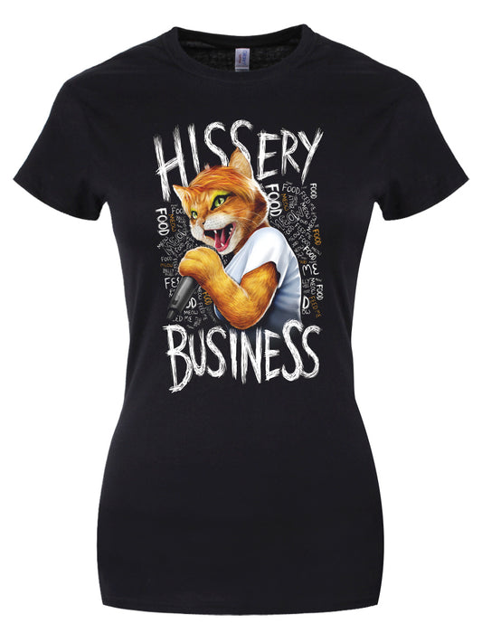 Playlist Pets Hissery Business Ladies Black T-Shirt