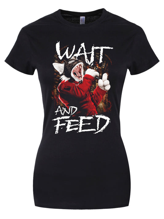 Playlist Pets Wait and Feed Ladies Black T-Shirt