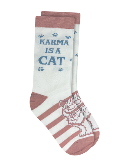 Twisted Soles Karma Is A Cat Novelty Adult Socks (1 Pair) Size UK 3-7