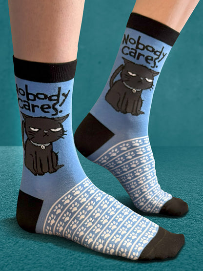 Twisted Soles Nobody Cares Novelty Adult Socks (1 Pair) Size UK 3-7