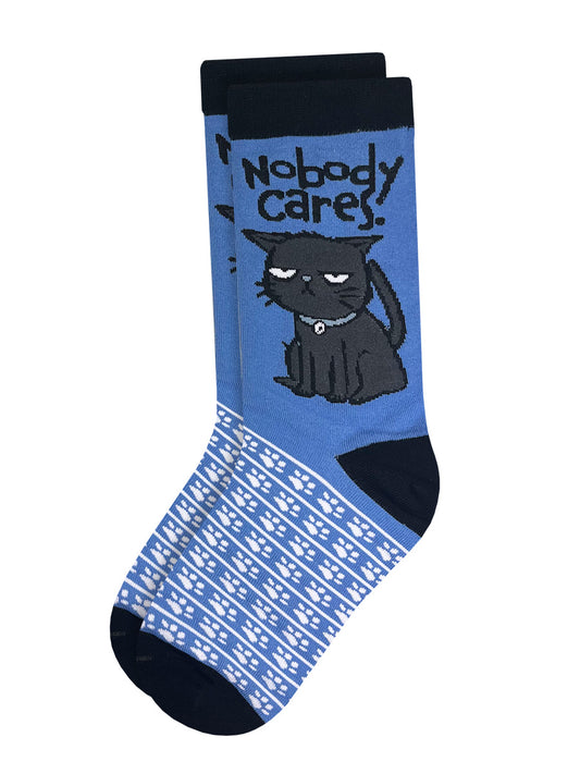 Twisted Soles Nobody Cares Novelty Adult Socks (1 Pair) Size UK 3-7
