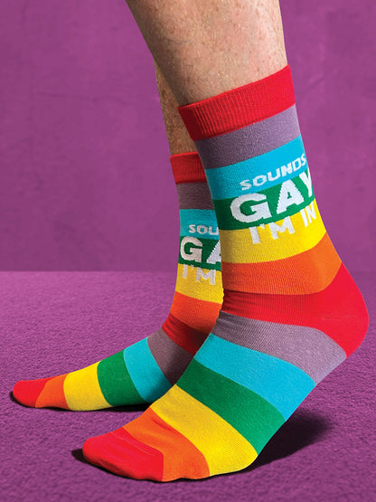 Twisted Soles Sounds Gay I'm In Novelty Adult Socks (1 Pair) Size UK 8-12