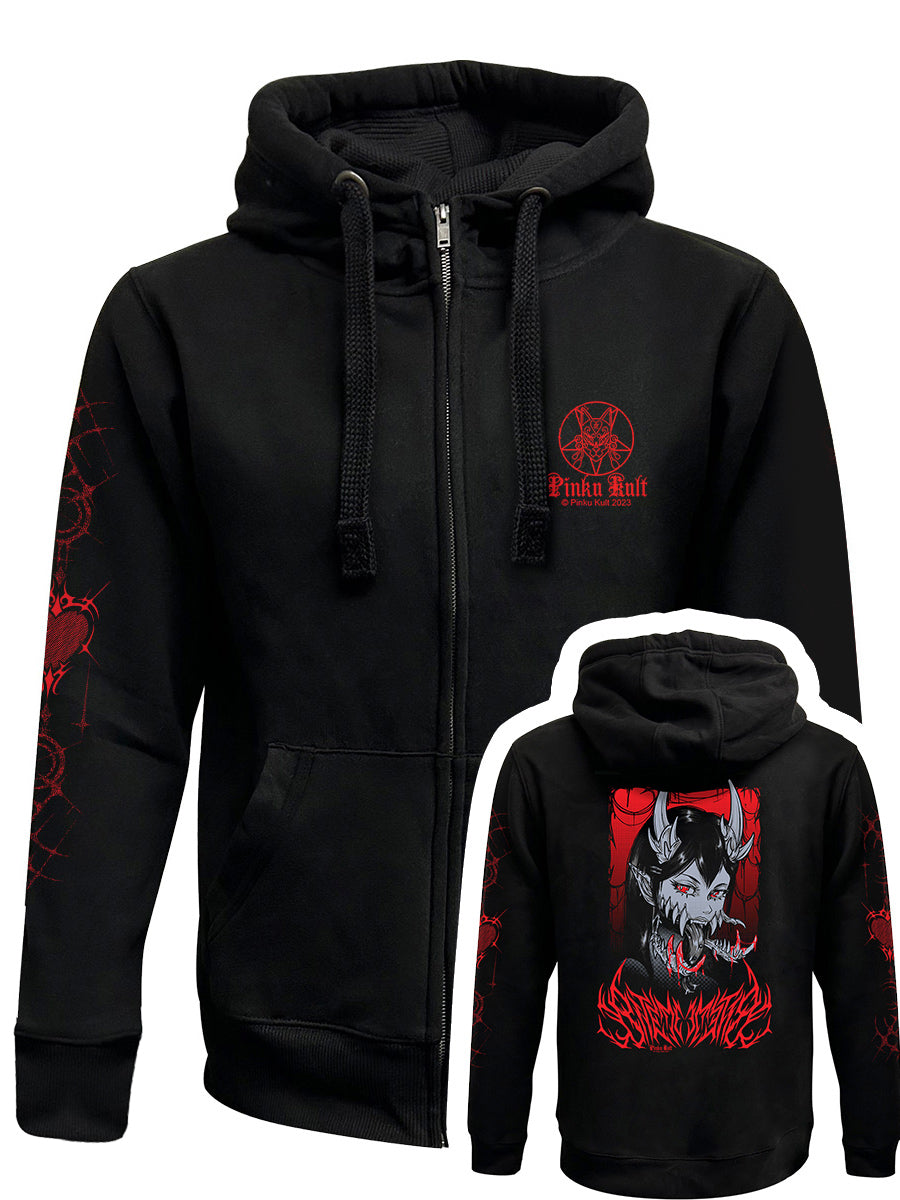 Pinku Kult Bite Black Zipped Premium Hoodie