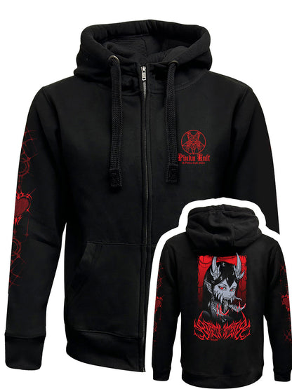Pinku Kult Bite Black Zipped Premium Hoodie