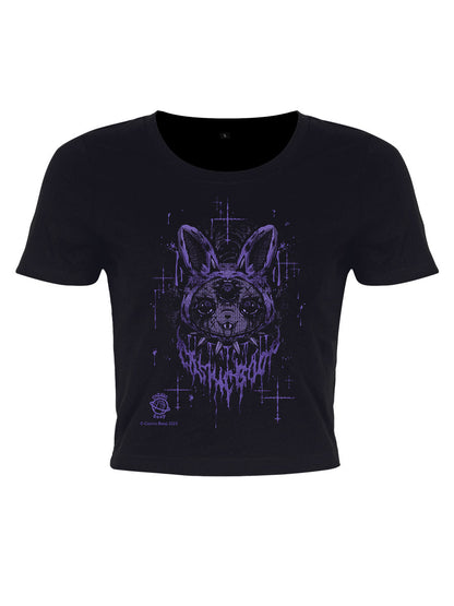 Cosmic Boop Boop Bunny Black Crop Top