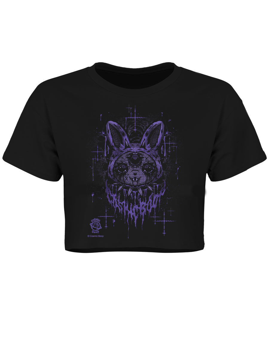 Cosmic Boop Boop Bunny Black Crop Top