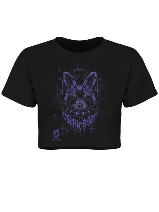 Cosmic Boop Boop Bunny Black Crop Top