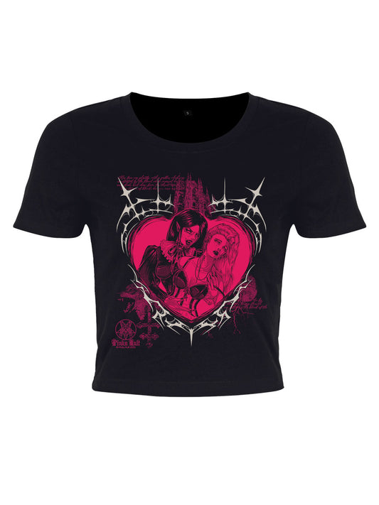 Pinku Kult True Love Black Crop Top