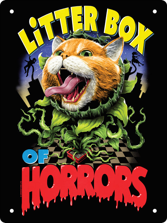 Horror Cats Litter Box of Horrors Mini Tin Sign